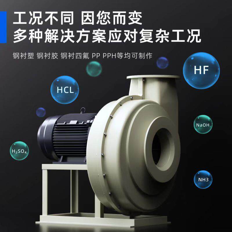 防腐玻璃钢材质风机 f4-72型加厚pp塑料离心通风机 frp钢衬引风机