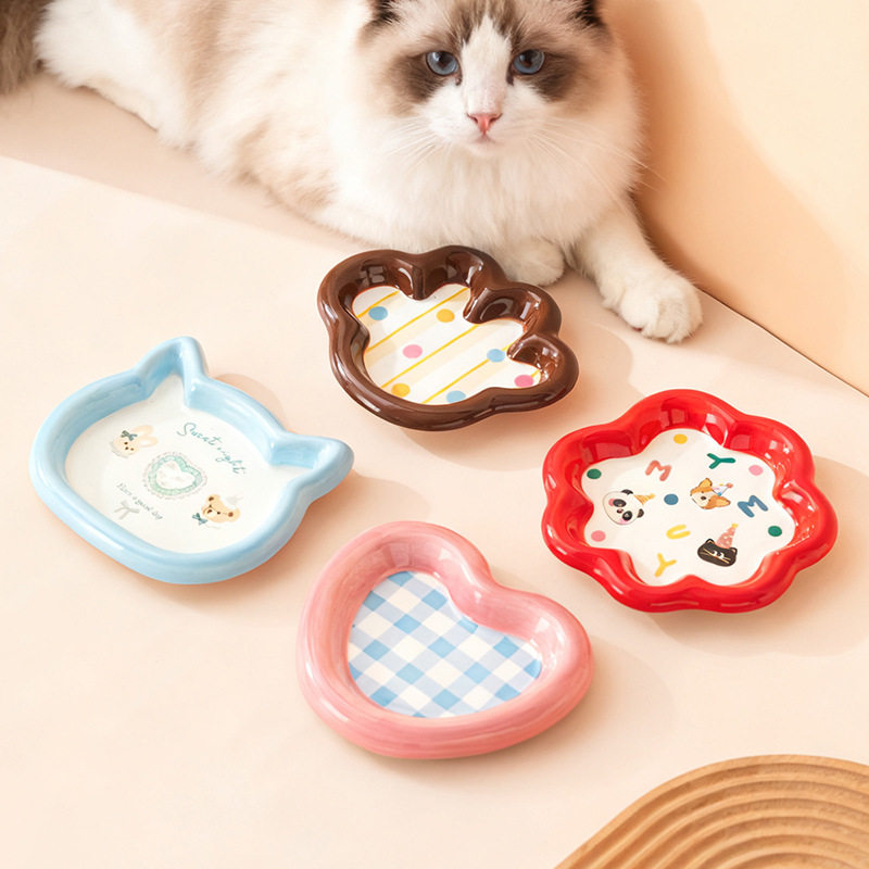 陶瓷罐头碟子打翻猫咪喝水慢食碗
