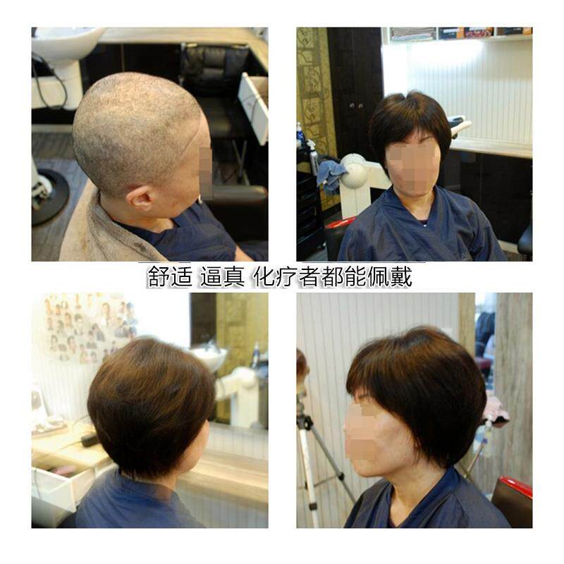 送妈全手织老整顶假发套真人发老人斜直发短发浏GJL海中年假妈发