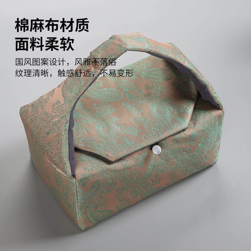 香云纱如意手提旅行便携茶具一壶六杯收纳包茶事包加厚加棉带布袋
