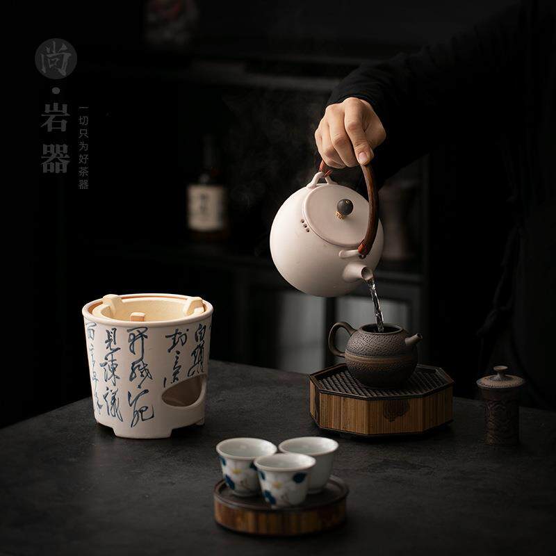 复古白色茶壶陶瓷提梁壶带过滤单壶煮茶壶炭炉电陶炉加热泡茶壶