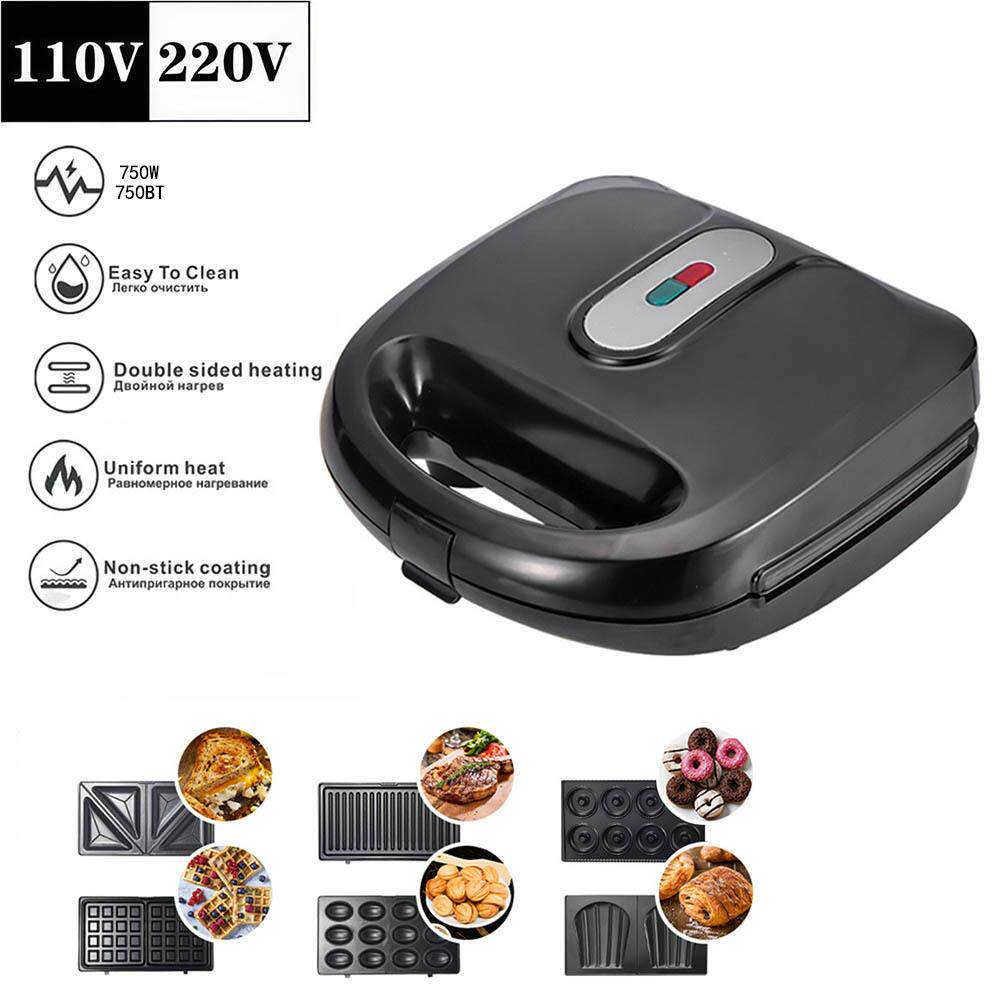110V六合一三明治机多功能华夫饼机加热电饼铛牛排机帕尼尼早餐机