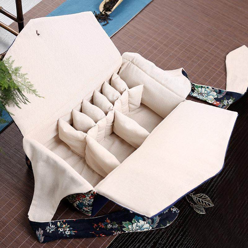 复古风棉麻加厚茶具一壶六杯收纳布袋保护包户外旅游携带收纳盒,餐饮具,茶具礼盒,淘宝优惠券,粉丝福利购,淘宝优惠卷