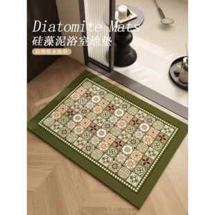 绿色浴室地垫卫生间吸水防滑脚垫硅藻泥美式覆古洗手间地毯垫卫浴