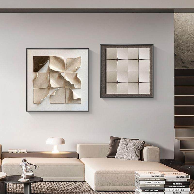现代客简挂约几厅何餐厅装饰画抽象大气饭挂画正方形ZDL两联厅墙