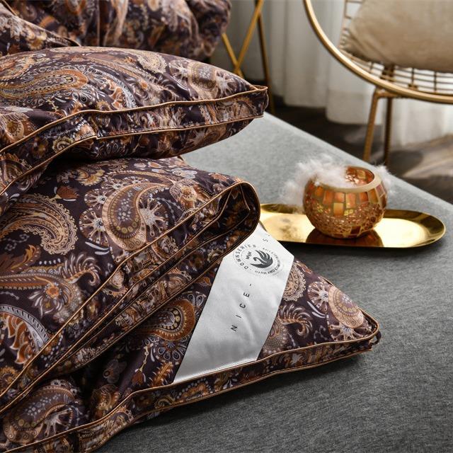 全棉95白春鹅绒羽被被单双人被芯秋秋冬加厚QQR纯棉印绒花羽绒被