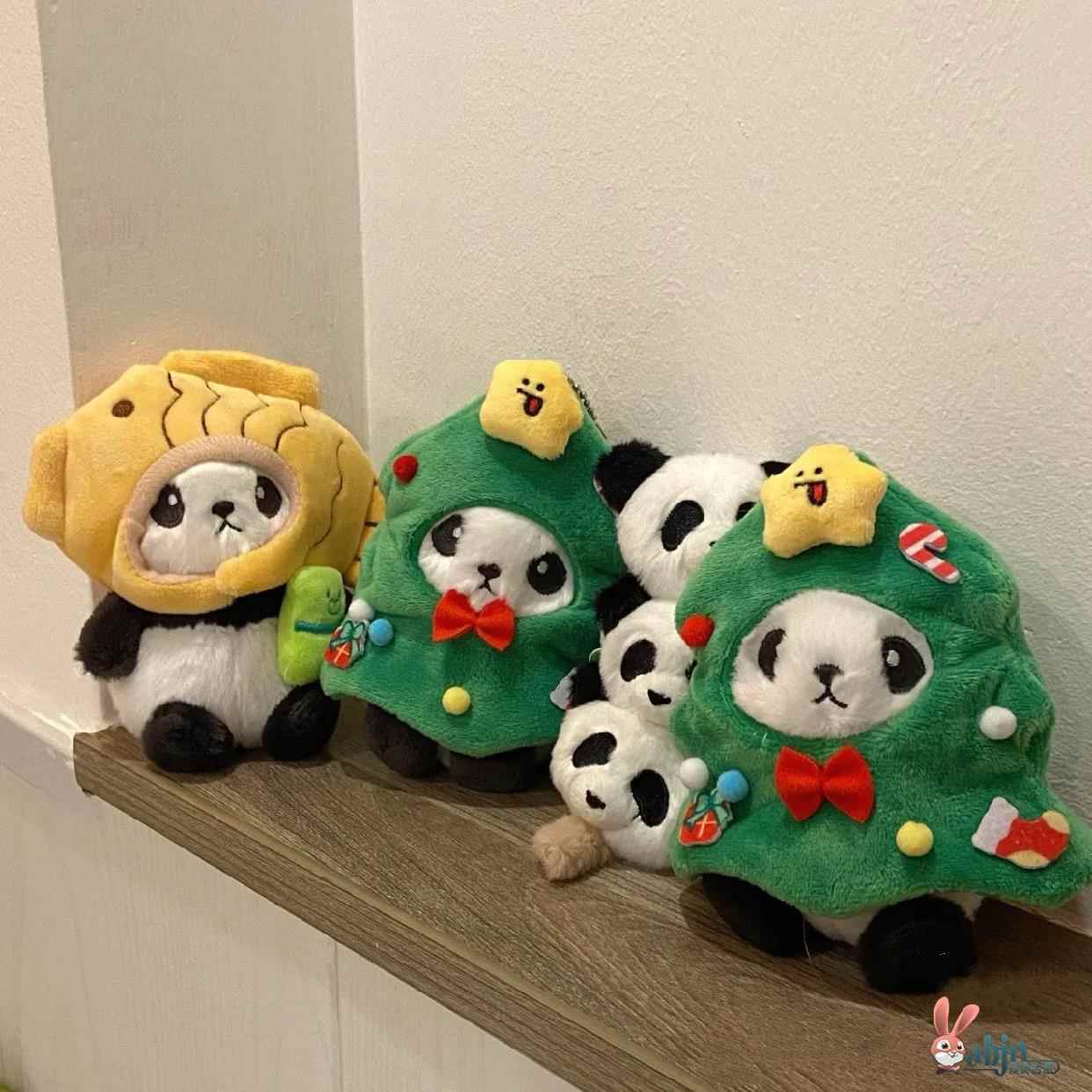 圣诞树公仔头套挂件圣诞小熊猫玩偶娃娃可爱卡通毛绒玩具书包礼物