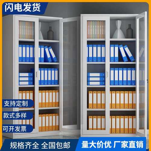 钢制文件柜办公柜办公室资料柜落地档案柜储物柜大器柜带锁铁皮柜