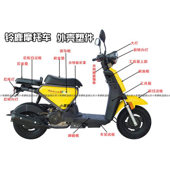 王野吉鹿摩托车配件外壳塑件烤漆面板大灯挡泥玲珑灵鹿非轻骑原厂