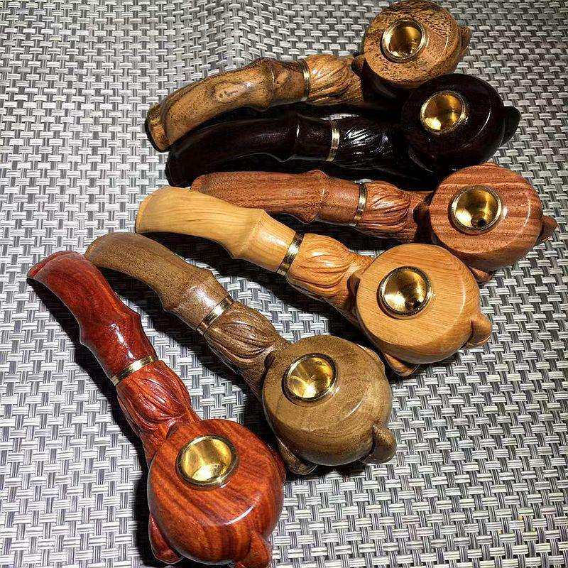 金丝楠黑檀木质雕刻龙爪烟斗非洲小叶紫檀血檀崖柏两用弯式烟斗