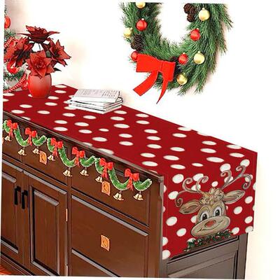 Christmas linen printed table flag snowman table flag