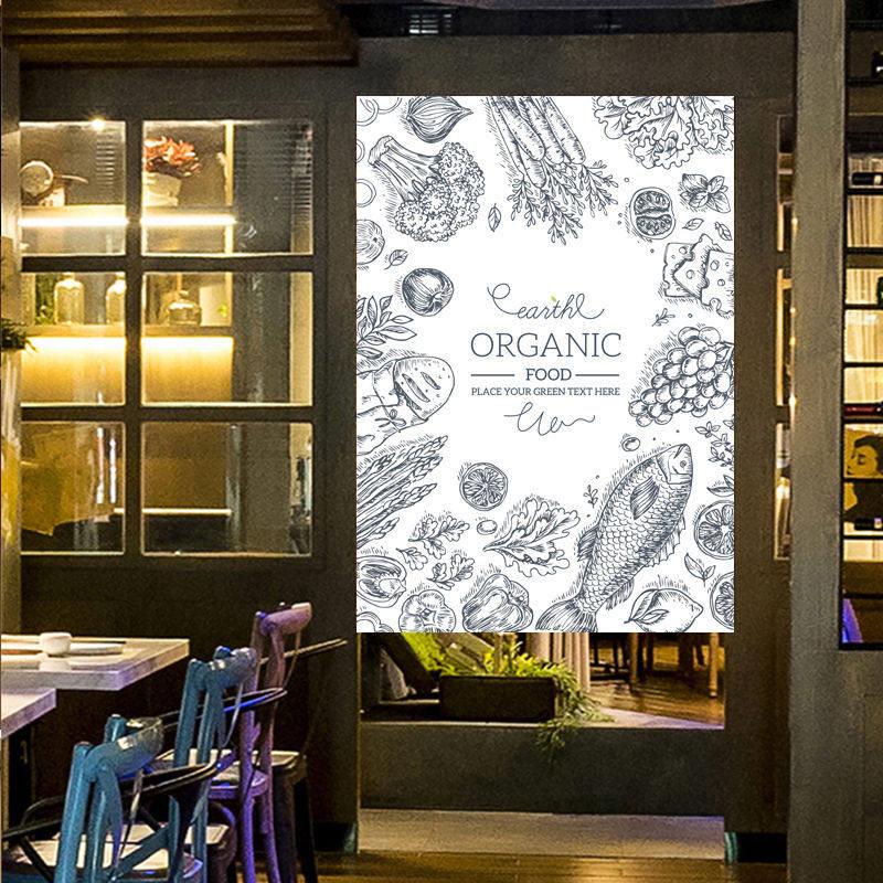 定制汉堡店炸鸡店奶茶厨房门帘饭店餐厅个性隔断挂帘披萨布艺帘子