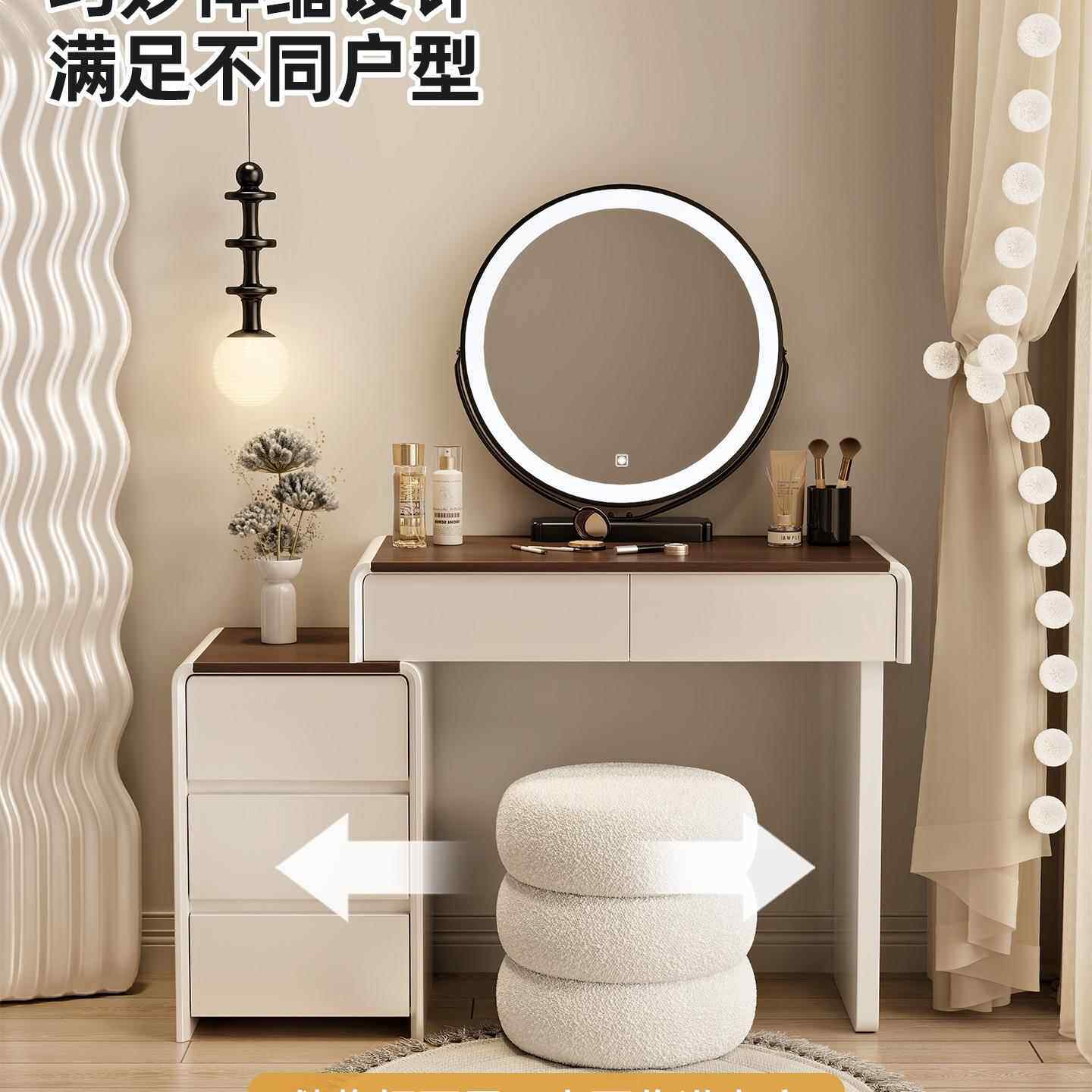 2017225烤新款卧实木漆梳台室现妆代简约小户型化妆桌斗柜一体收