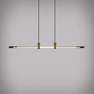 创意餐厅一字形长条北欧设计师吧台岛台办公桌餐桌样板间玻璃吊灯