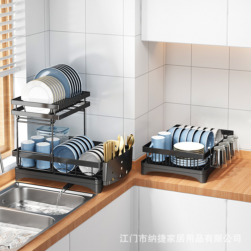 厨房沥水碗碟架多功能收纳碗筷刀叉水杯餐盘架导水碗碟沥水置物架