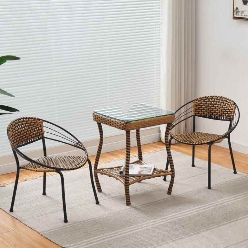 家用小用藤椅子靠55背椅客厅阳台家椅休闲手工编织藤子矮凳餐椅