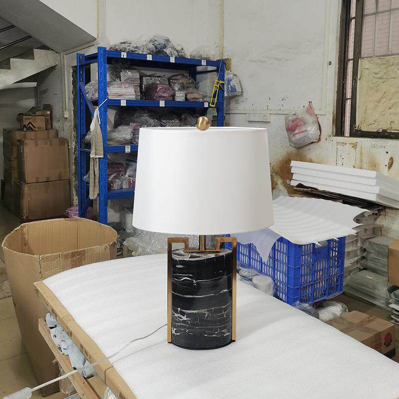 美式客厅茶几大号禅意天然黑色大理石台灯简约创意新中式古风台灯