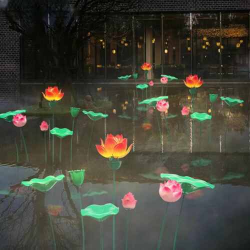户外防水水浮荷花灯发光防水造景亮化景观景区花园池塘水池莲花灯