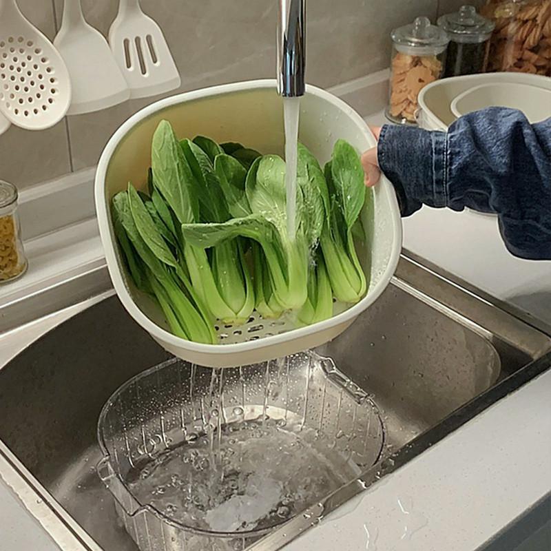 沥水茶几神器多功能菜篮淘客厅篮双层水果盘洗菜菜洗水果盆家用盆