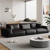 虔心大师 极简客厅覆古风直排沙发F 大黑牛全真皮沙发头层牛皮意式