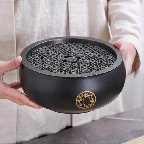 大号茶渣缸水孟建水茶水缸小型茶盘家用紫砂陶瓷桶带盖杯洗烟灰缸