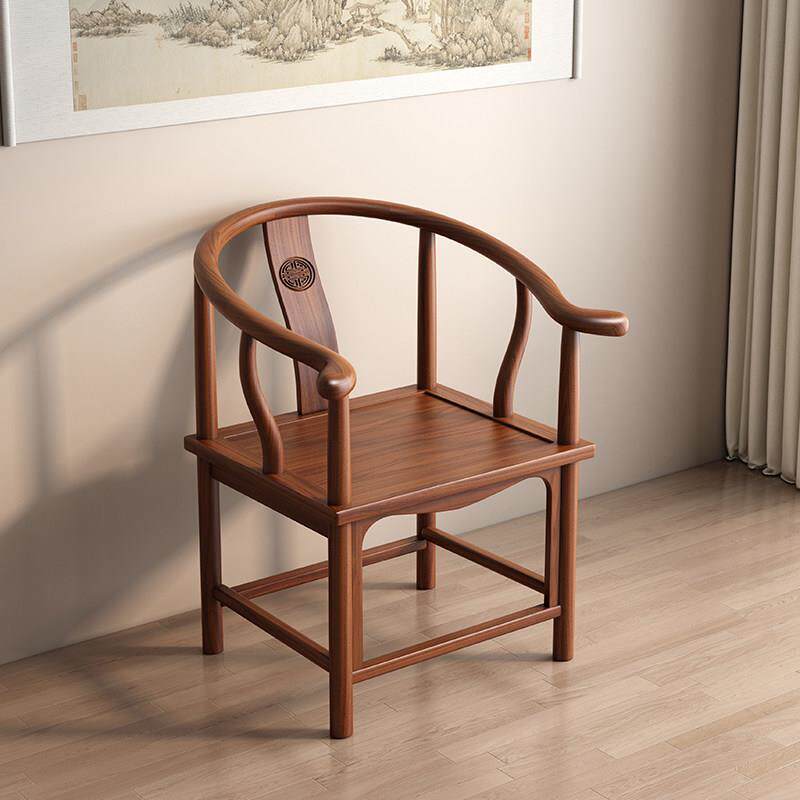 主人椅实木办公官帽椅茶椅单椅中式围椅太师椅长梳椅家用靠背椅子