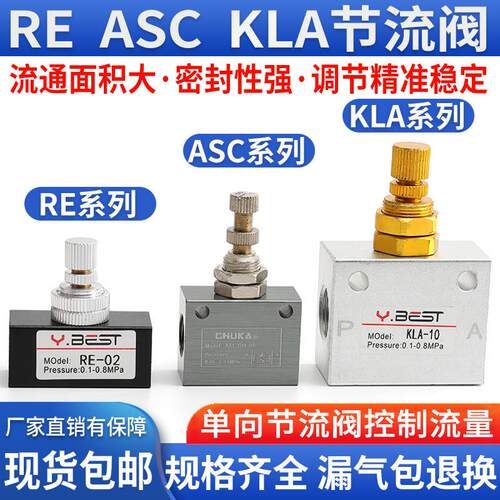 ASC100气动200气路流量可调单向节流阀RE截流阀KLA06 08 02 03 10