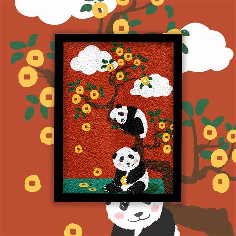 卡通可爱熊猫动物儿童环保手工DIY纸浆画减压材料包包邮亲子活动