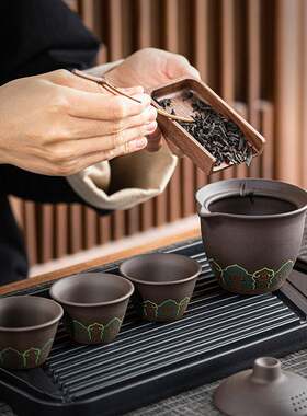 新款直销紫砂旅行茶具泡茶套装小号便携陶瓷整套功夫茶具茶道茶壶