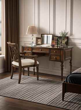 9具W美式乡村木书实桌欧式电脑桌公桌写字台F755J5TT书办房家书桌