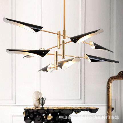 后现代灯具现代简约客厅灯北欧风格飞机吊灯工业风卧室旋转吊灯