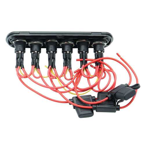 6位按钮炭纤维面板开关12V 20A新款船用游艇房车改装面板开关