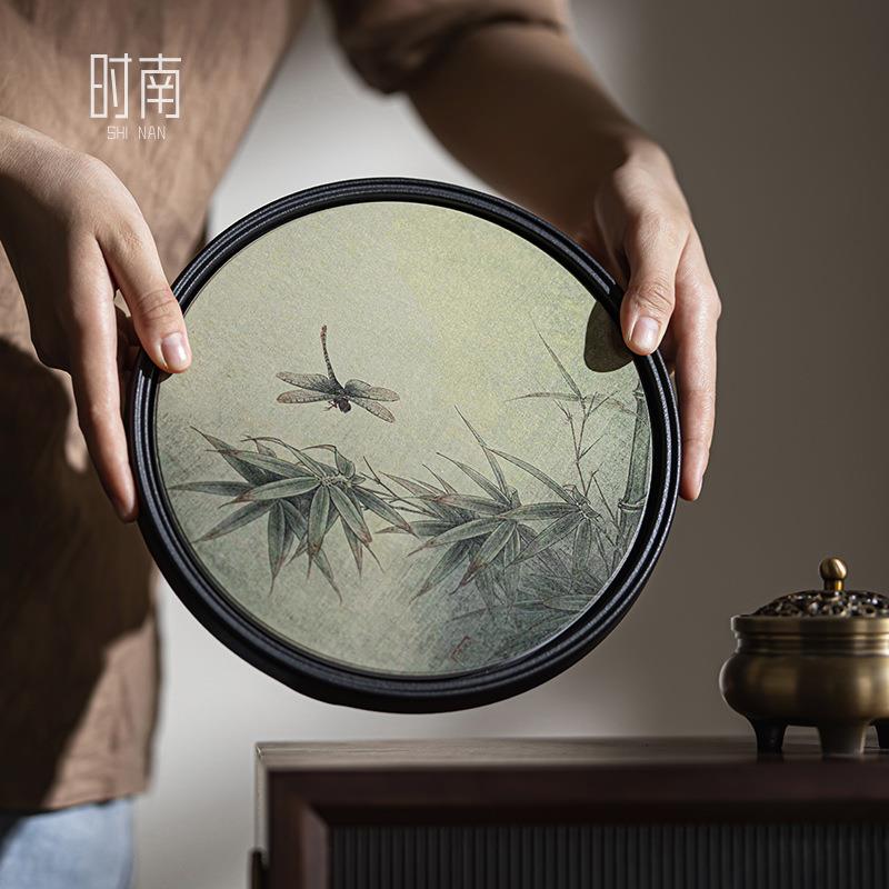 中国风圆形吸水干泡台创意速干复古壶承粗陶家用陶瓷小型沥水茶盘