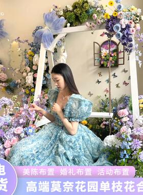 莫奈花园造景仿真花假花藤餐民宿景区场景布置装饰花艺大玫瑰花墙