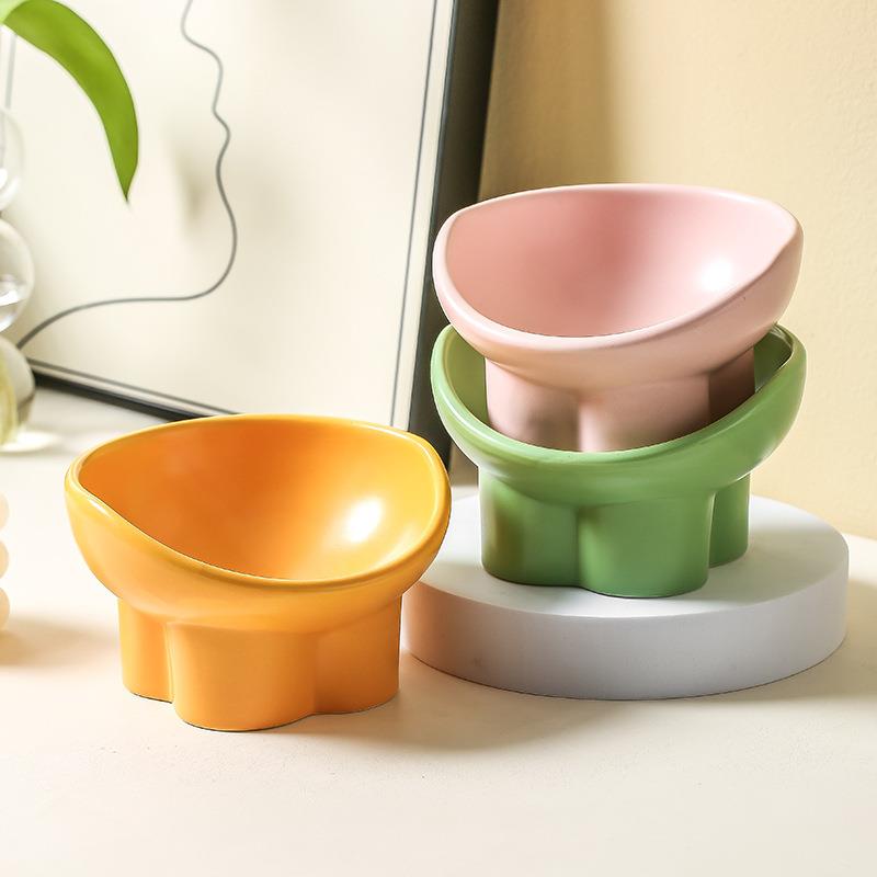 猫碗陶瓷双碗水碗保护颈椎高脚斜口猫咪粮碗饮水碗宠物碗宠物用品