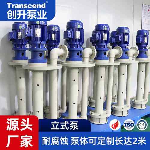 内加长轴立式液下SUO泵 Transce碱nd耐酸槽防腐塑料长轴立式液下