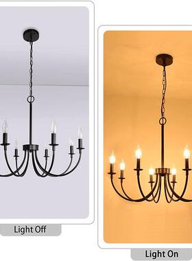 风美式蜡烛餐a厅吊灯复古工业酒吧乡村灯跨境舍eby铁534艺多头农