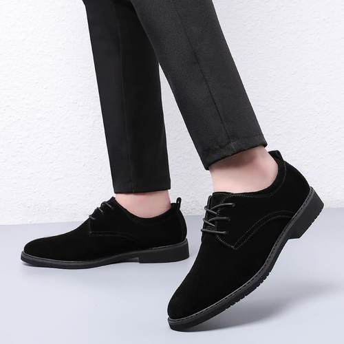 正品反绒皮鞋男磨板砂皮夏真季英伦风皮商务气反毛休闲鞋透低帮鞋