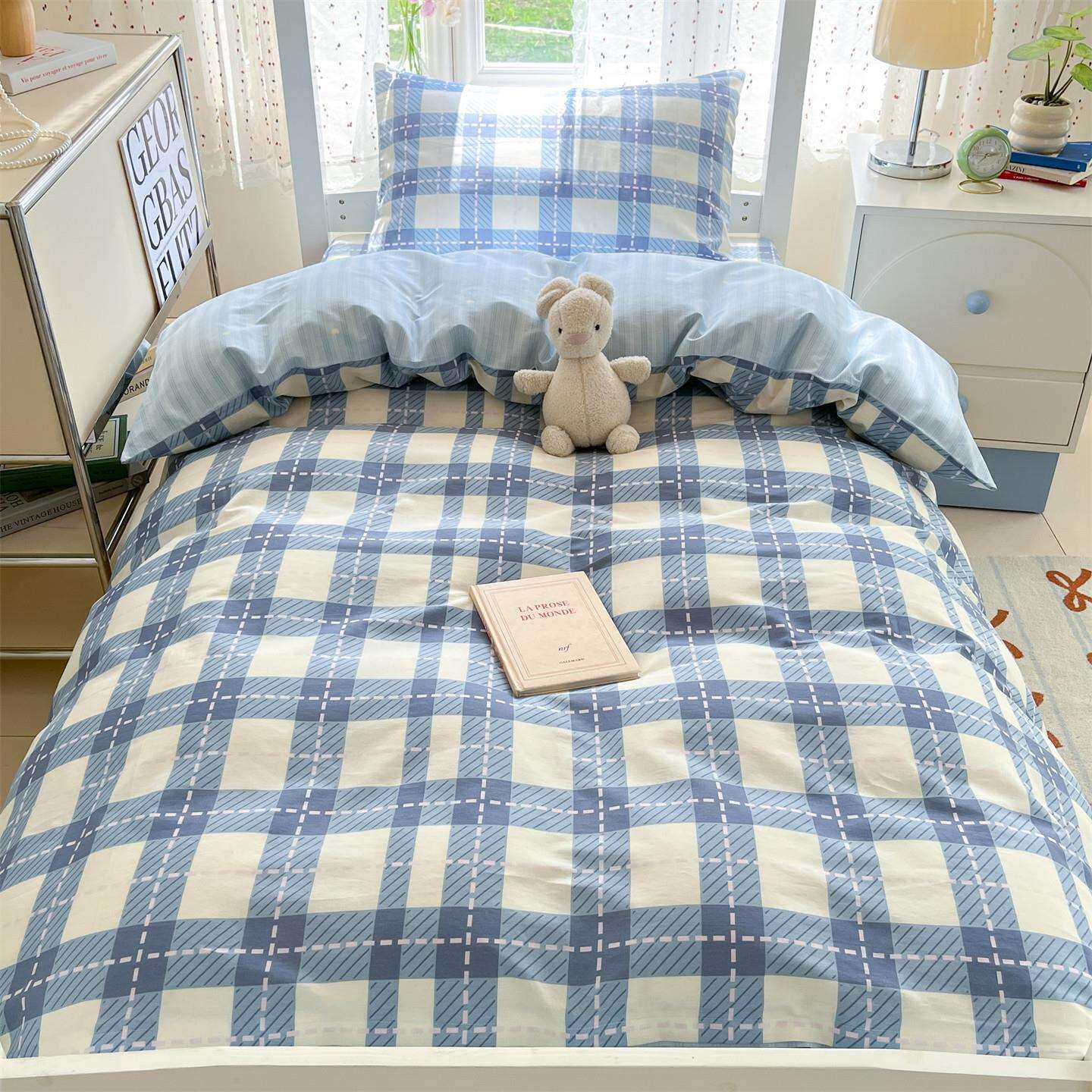 开学季纯棉三件套学生宿舍床上用品学校寝室单人床品全棉床单被套