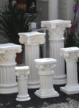 欧式覆古罗马柱大摆件落地花园庭院装饰花盆底座婚庆路引拍照道具