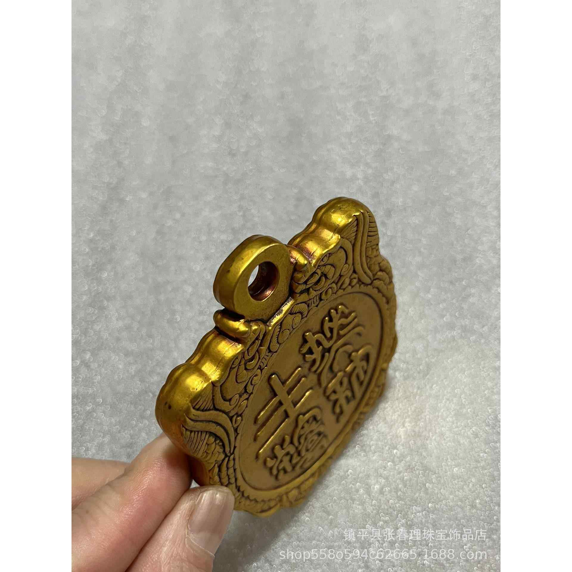 仿古铜器古玩杂件收藏 镀金令牌 创意工艺品金属摆件