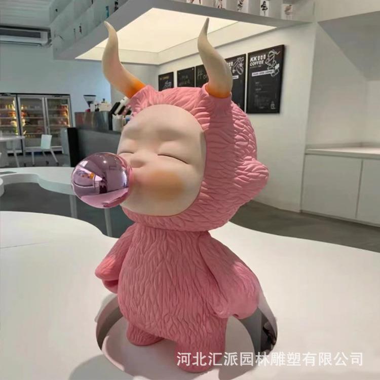 玻璃钢卡通雕塑户外创意公仔潮景IECQP陈形象人物动物玩园林观美