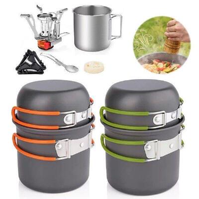 Backpacking Stove Kit with Mini Stove Camping Pot and Pan