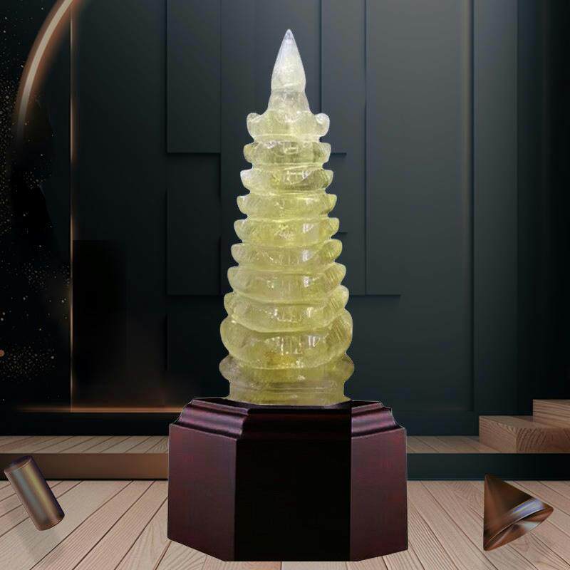 天然水晶文昌塔7层9层13层粉白紫黄色水晶宝塔办公室学生书房摆件