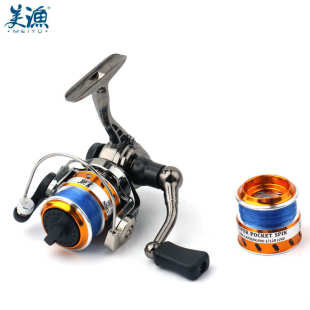 金属双色铝线杯小抛轮渔线轮摇轮M100 全金属迷你纺车轮 美渔 新款