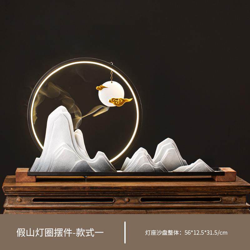 枯山水倒流香摆件 陶瓷假山微景观书房客厅千里江山新中式茶室