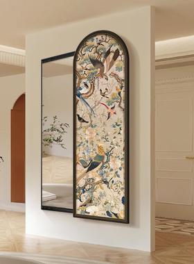中古风隐形画穿衣镜壁饰法式玄关装画古隐复70179藏式全身镜子推