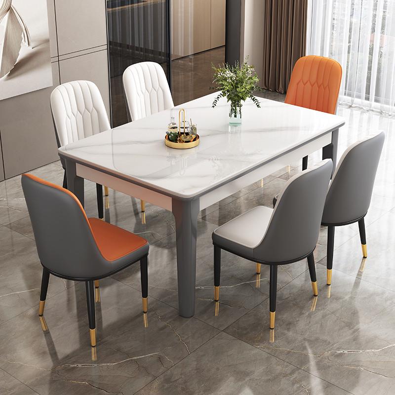 橡岩简约吃饭实木桌子组合椅餐桌胶木餐厅家用长方形现代小户型板