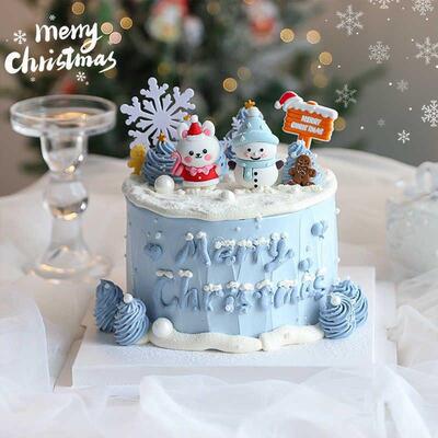 Snowman Bunny Xmas Cake Decor Snowflake Baking Pick
