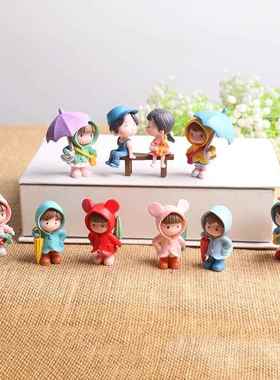 打伞女孩人物摆件小梅公仔可爱卡通桌面创意治愈房间装饰品微景观